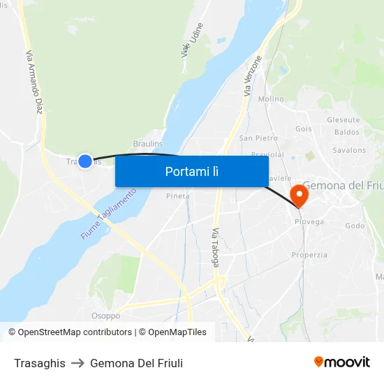 Trasaghis to Gemona Del Friuli map
