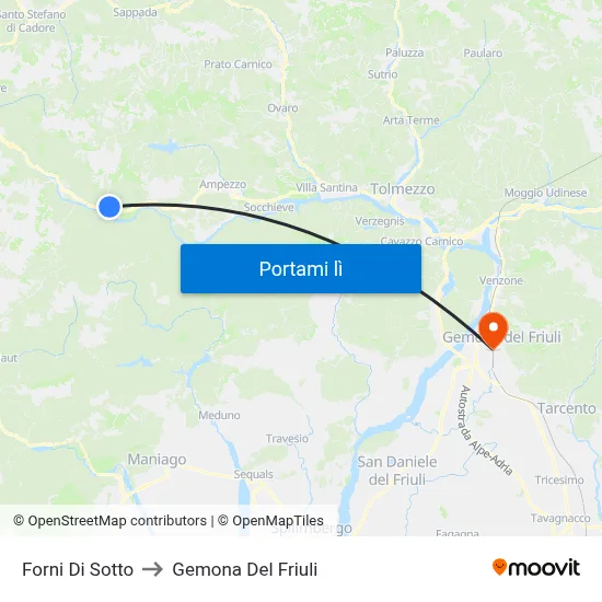 Forni Di Sotto to Gemona Del Friuli map