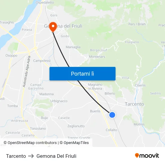 Tarcento to Gemona Del Friuli map