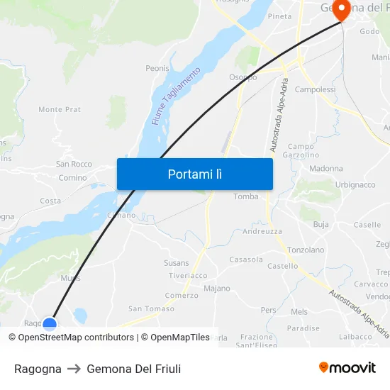 Ragogna to Gemona Del Friuli map