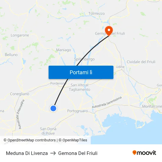 Meduna Di Livenza to Gemona Del Friuli map