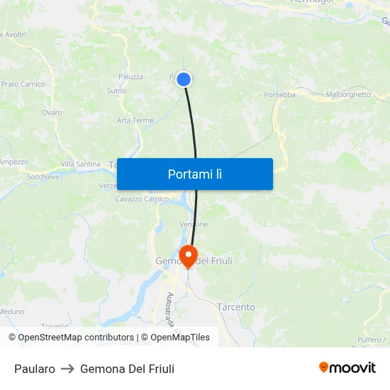 Paularo to Gemona Del Friuli map