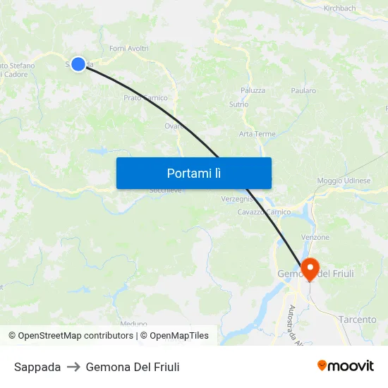 Sappada to Gemona Del Friuli map