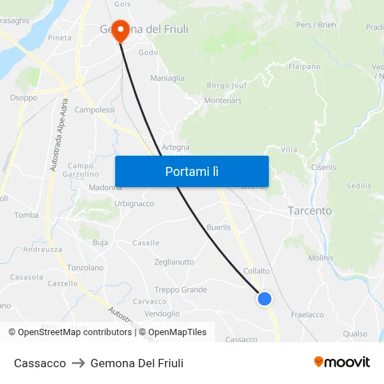 Cassacco to Gemona Del Friuli map