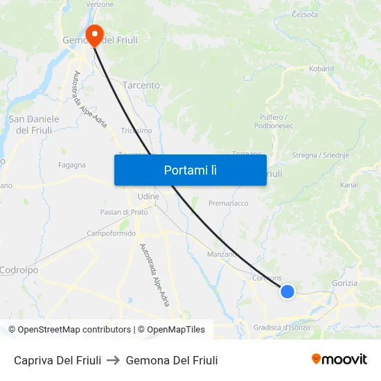 Capriva Del Friuli to Gemona Del Friuli map