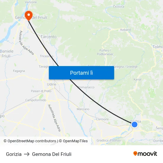 Gorizia to Gemona Del Friuli map