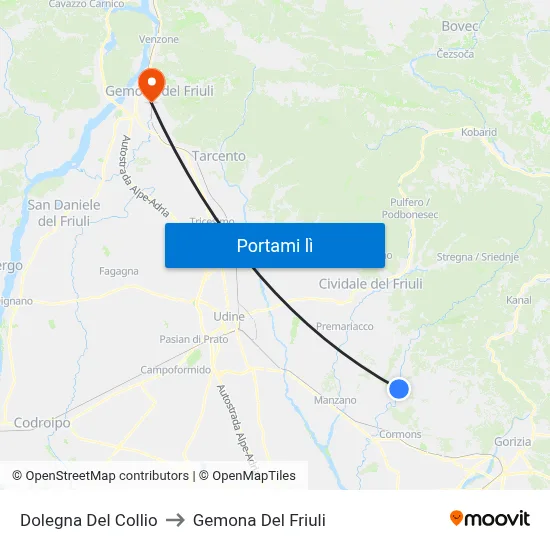 Dolegna Del Collio to Gemona Del Friuli map