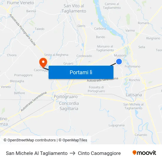 San Michele Al Tagliamento to Cinto Caomaggiore map
