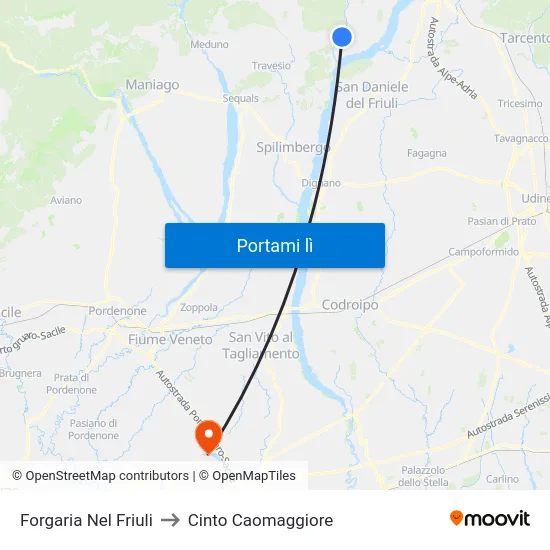 Forgaria Nel Friuli to Cinto Caomaggiore map