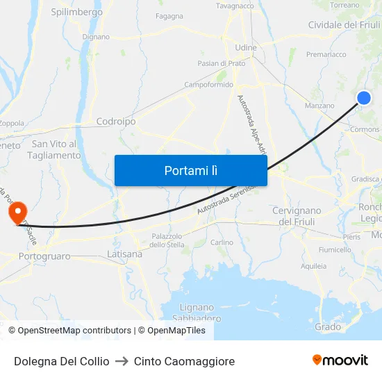 Dolegna Del Collio to Cinto Caomaggiore map