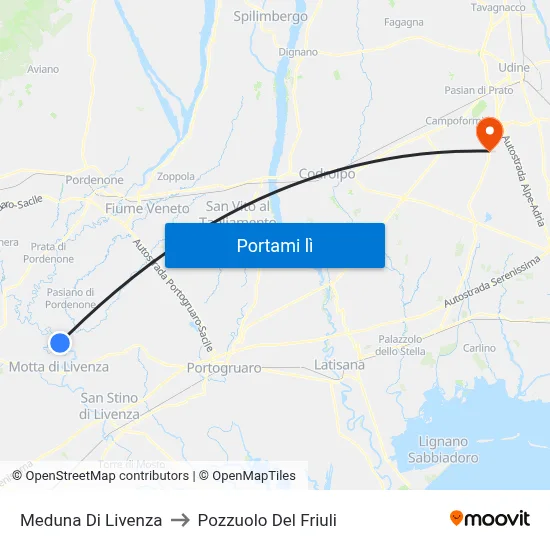 Meduna Di Livenza to Pozzuolo Del Friuli map