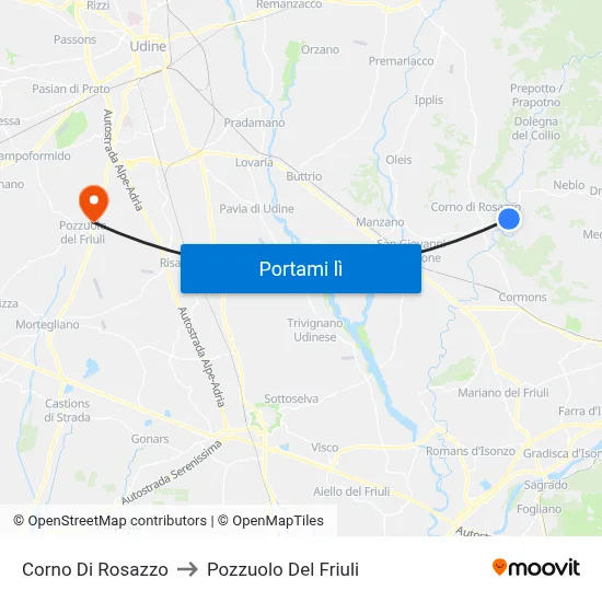 Corno Di Rosazzo to Pozzuolo Del Friuli map