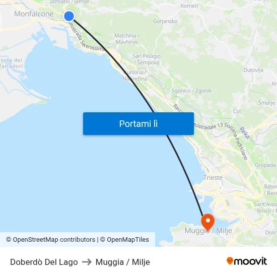 Doberdò Del Lago to Muggia / Milje map