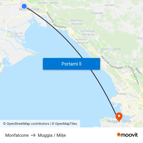 Monfalcone to Muggia / Milje map