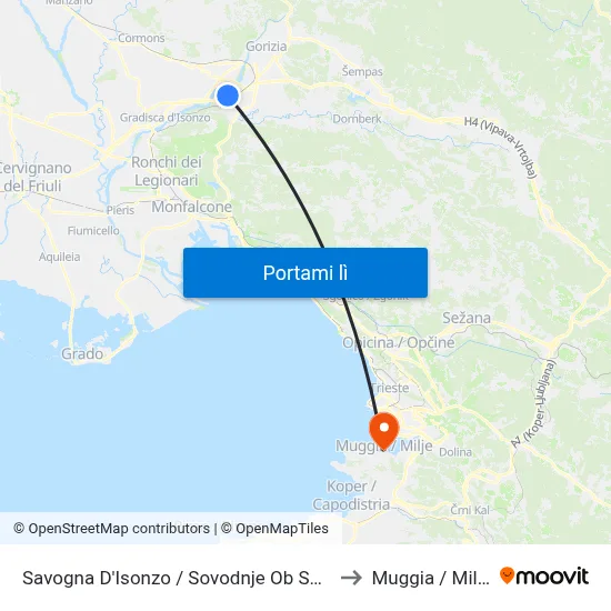 Savogna D'Isonzo / Sovodnje Ob Soči to Muggia / Milje map