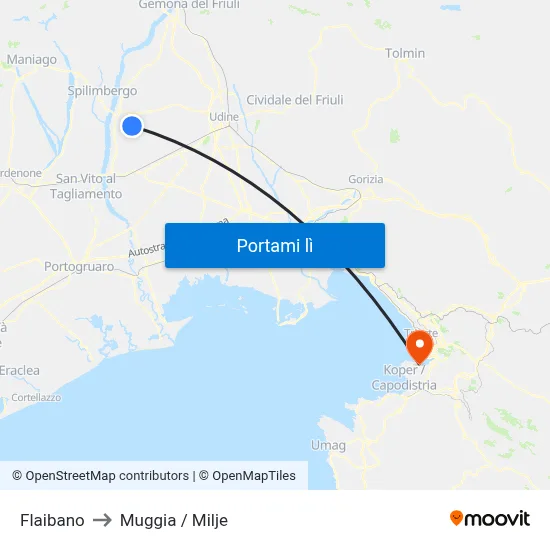 Flaibano to Muggia / Milje map