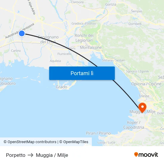 Porpetto to Muggia / Milje map