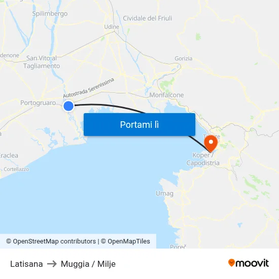 Latisana to Muggia / Milje map