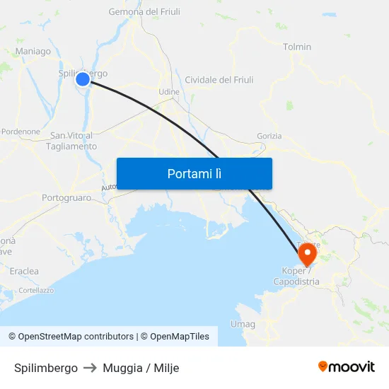 Spilimbergo to Muggia / Milje map