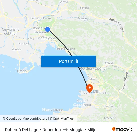 Doberdò Del Lago / Doberdob to Muggia / Milje map