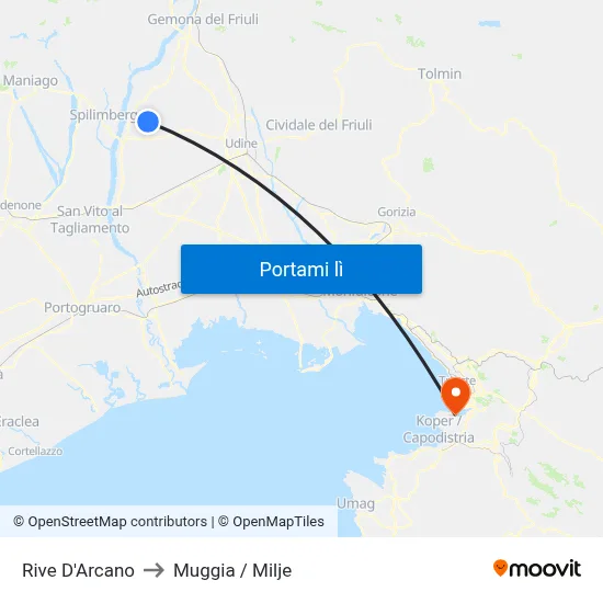 Rive D'Arcano to Muggia / Milje map