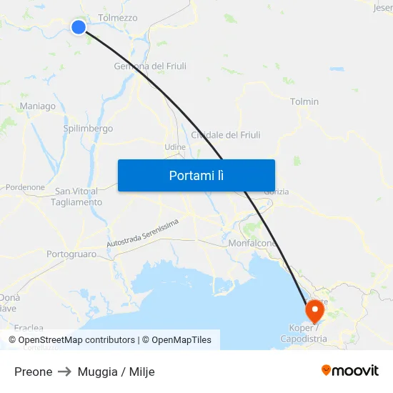 Preone to Muggia / Milje map