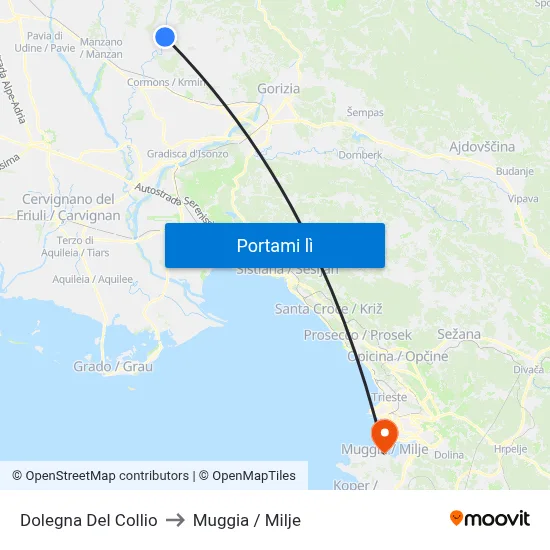Dolegna Del Collio to Muggia / Milje map