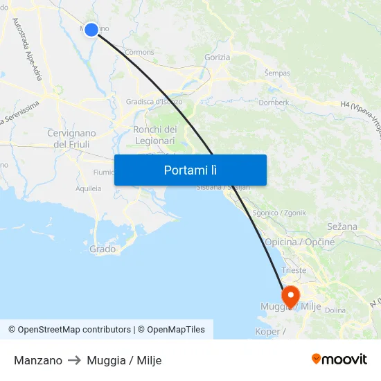 Manzano to Muggia / Milje map