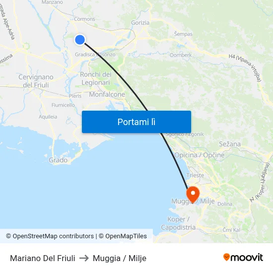Mariano Del Friuli to Muggia / Milje map