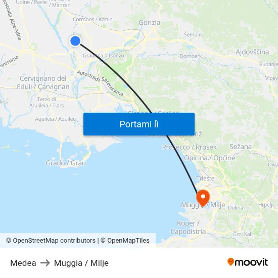 Medea to Muggia / Milje map