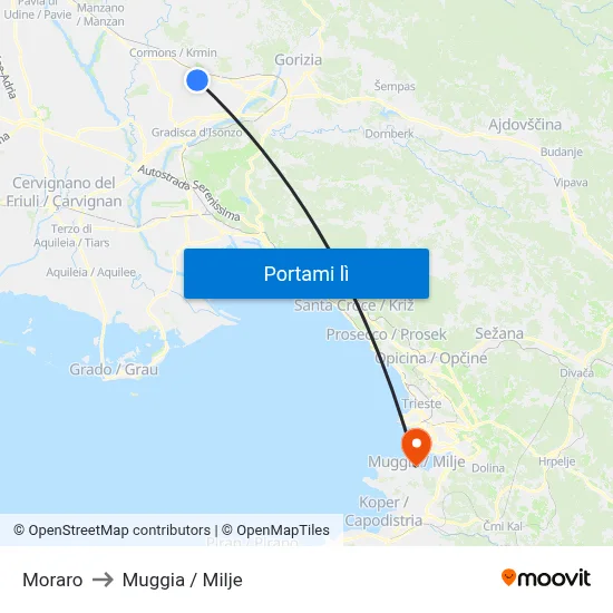 Moraro to Muggia / Milje map
