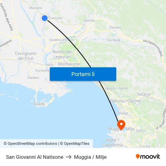 San Giovanni Al Natisone to Muggia / Milje map