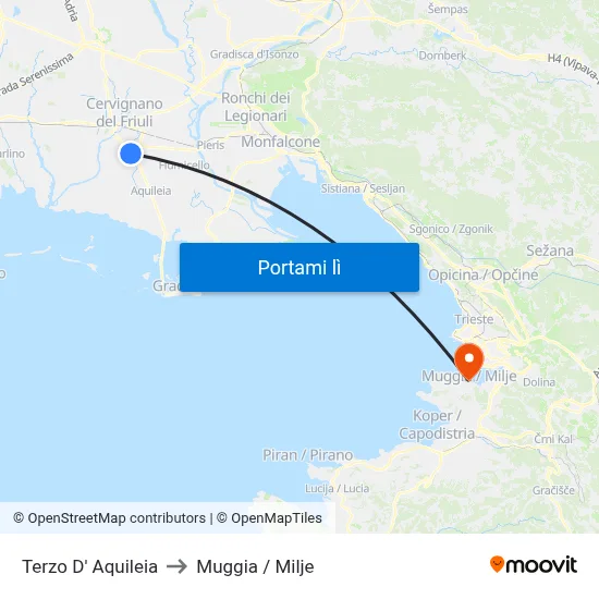 Terzo D' Aquileia to Muggia / Milje map