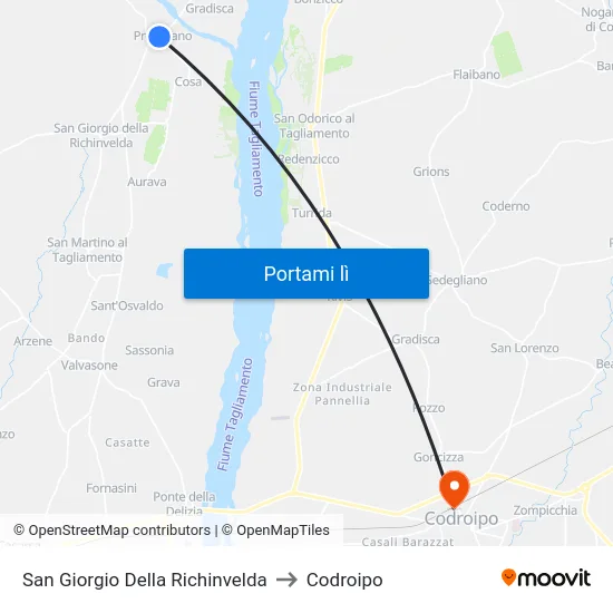 San Giorgio Della Richinvelda to Codroipo map