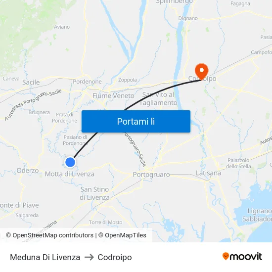Meduna Di Livenza to Codroipo map