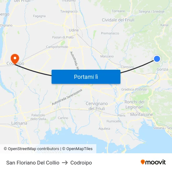 San Floriano Del Collio to Codroipo map