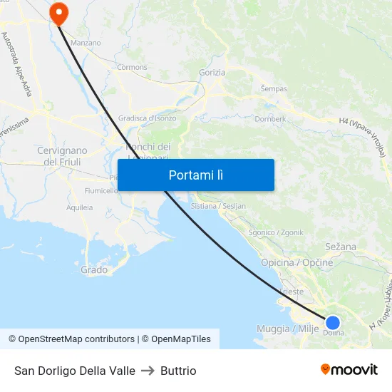 San Dorligo Della Valle to Buttrio map