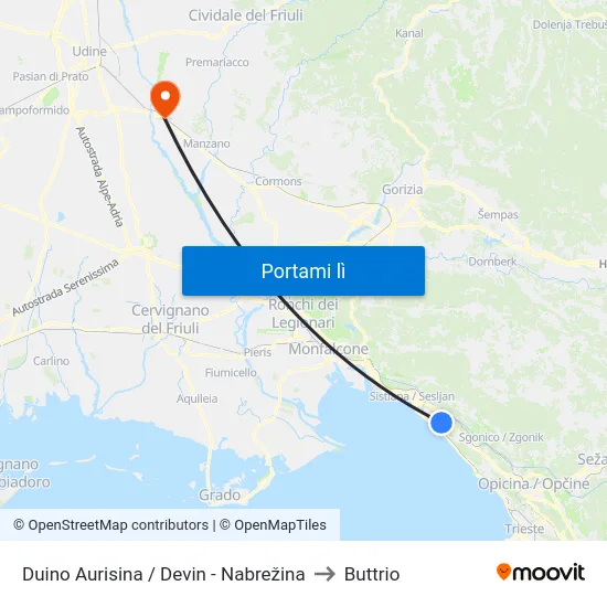 Duino Aurisina / Devin - Nabrežina to Buttrio map