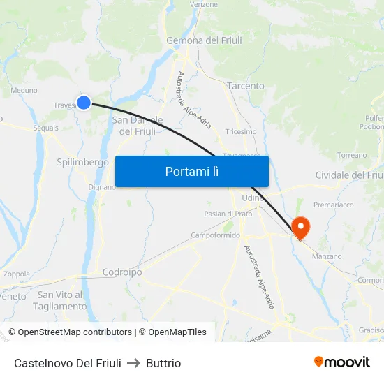 Castelnovo Del Friuli to Buttrio map