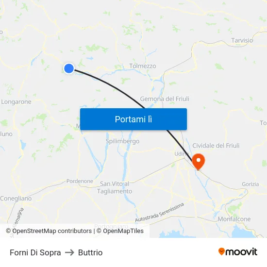 Forni Di Sopra to Buttrio map