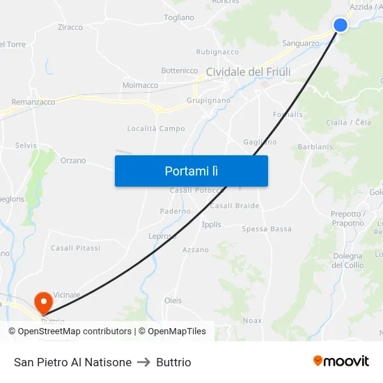 San Pietro Al Natisone to Buttrio map