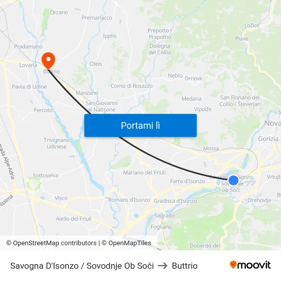 Savogna D'Isonzo / Sovodnje Ob Soči to Buttrio map