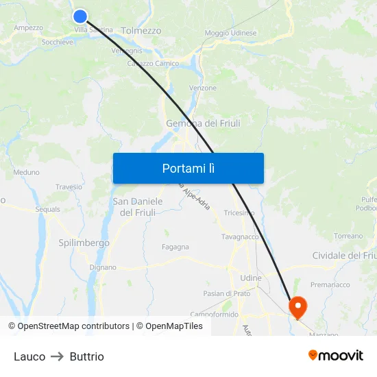 Lauco to Buttrio map