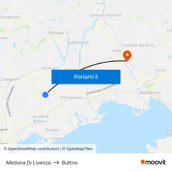 Meduna Di Livenza to Buttrio map