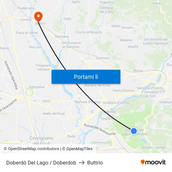 Doberdò Del Lago / Doberdob to Buttrio map