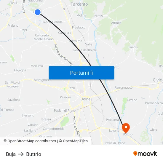 Buja to Buttrio map