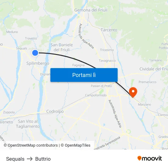 Sequals to Buttrio map