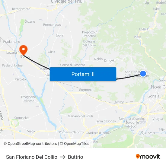 San Floriano Del Collio to Buttrio map