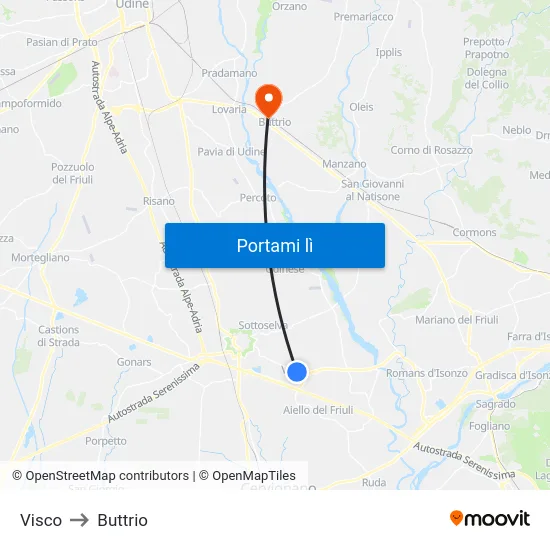 Visco to Buttrio map