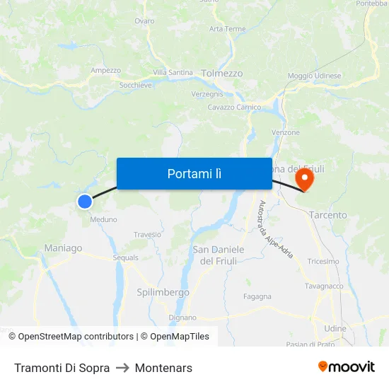 Tramonti Di Sopra to Montenars map